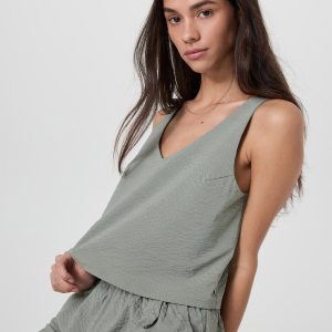 Villa Textured Crop Tank Laurel