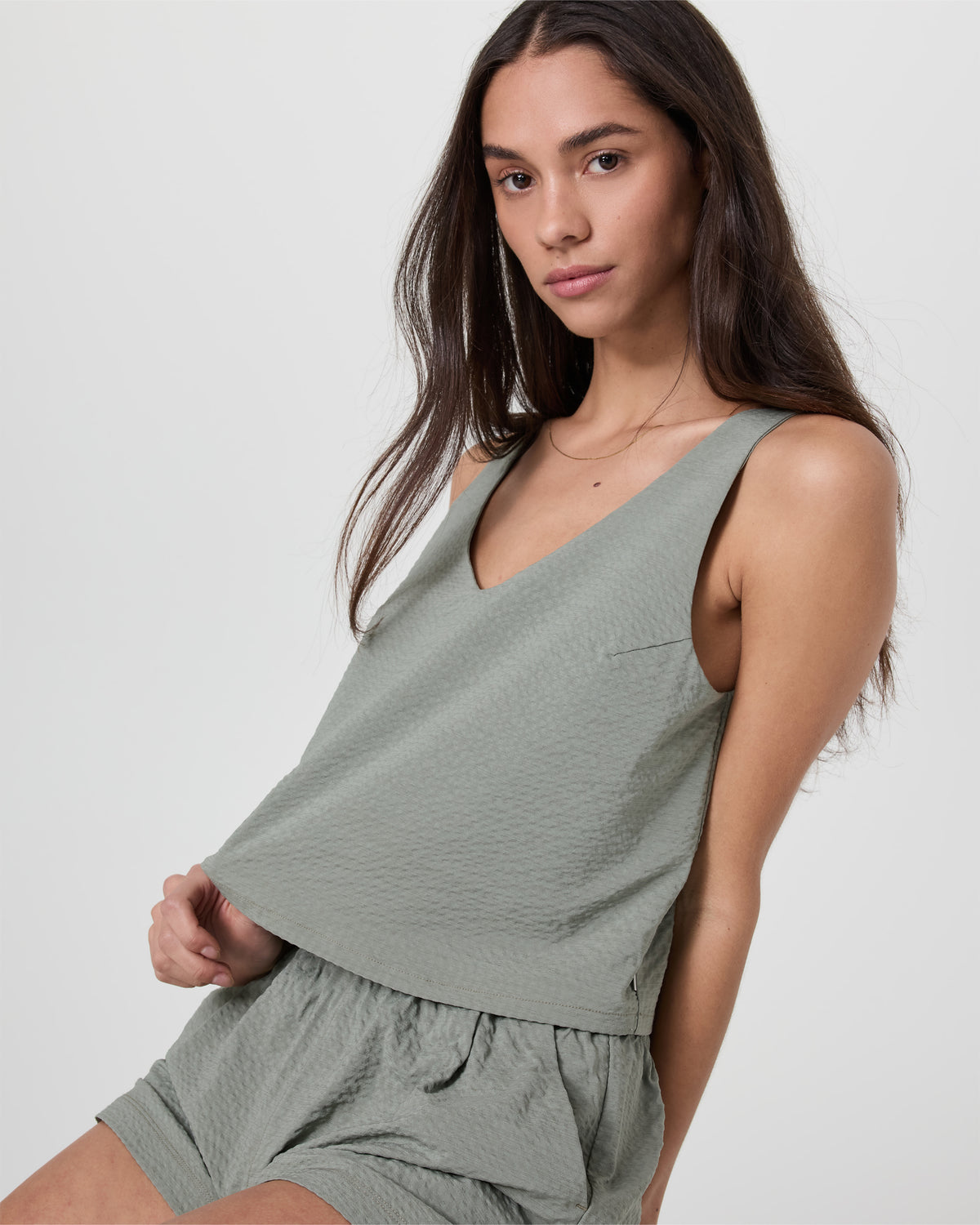Villa Textured Crop Tank Laurel