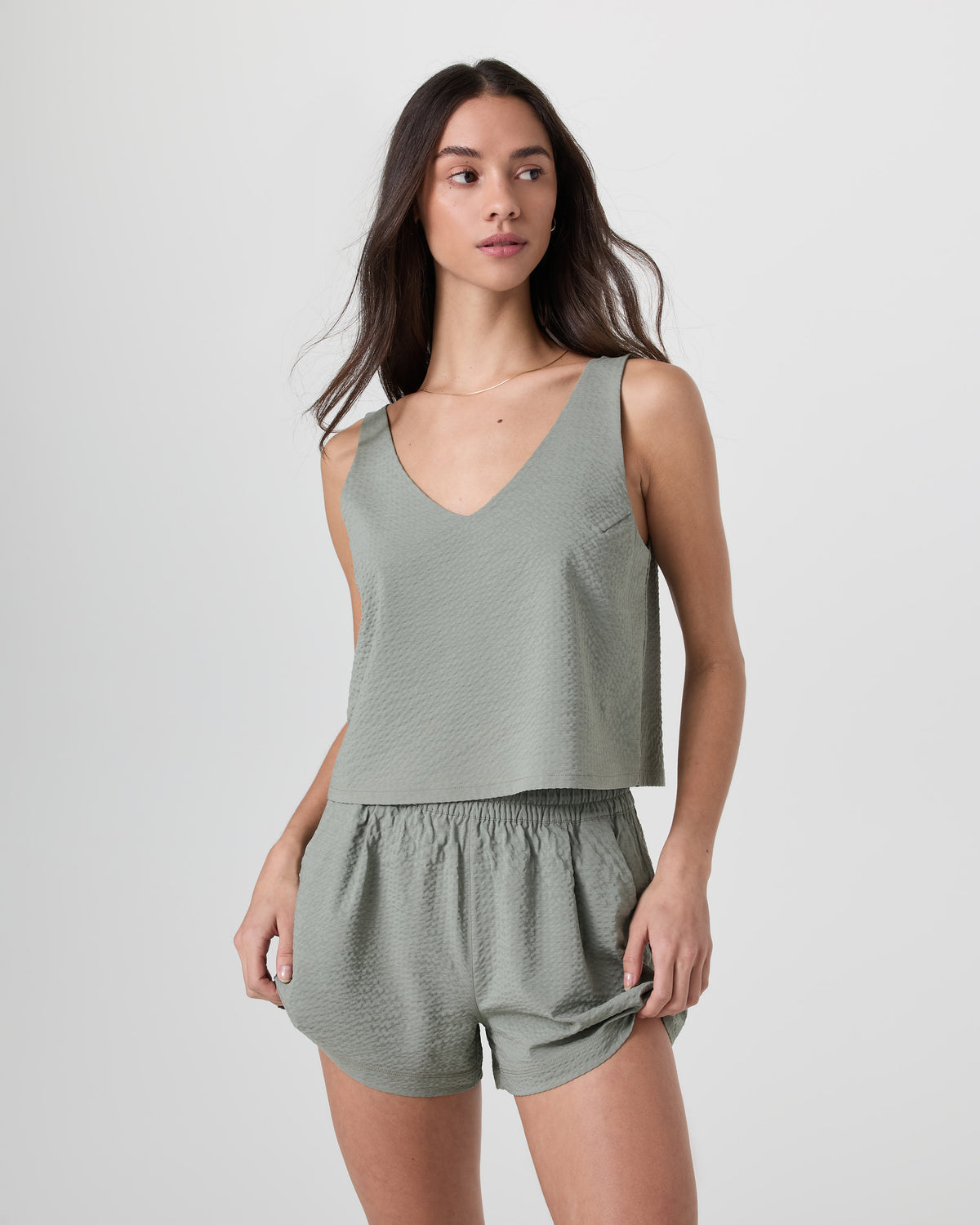 Villa Textured Crop Tank Laurel - Image 2