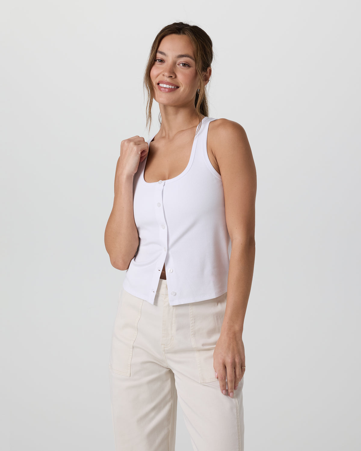 Pose Cardigan Tank White