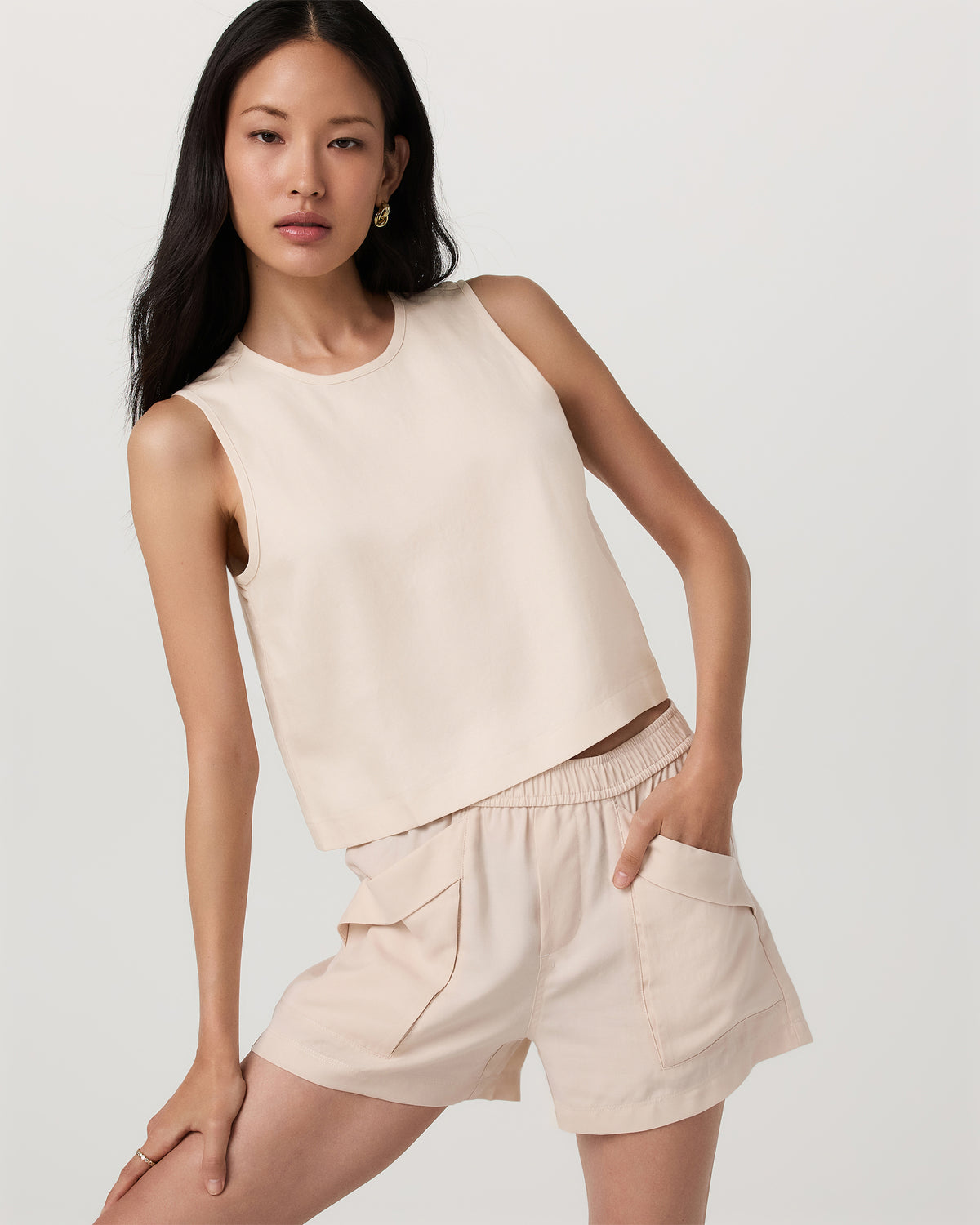 Trestles Twill Crop Tank Women's Sand Dollar Tank Top