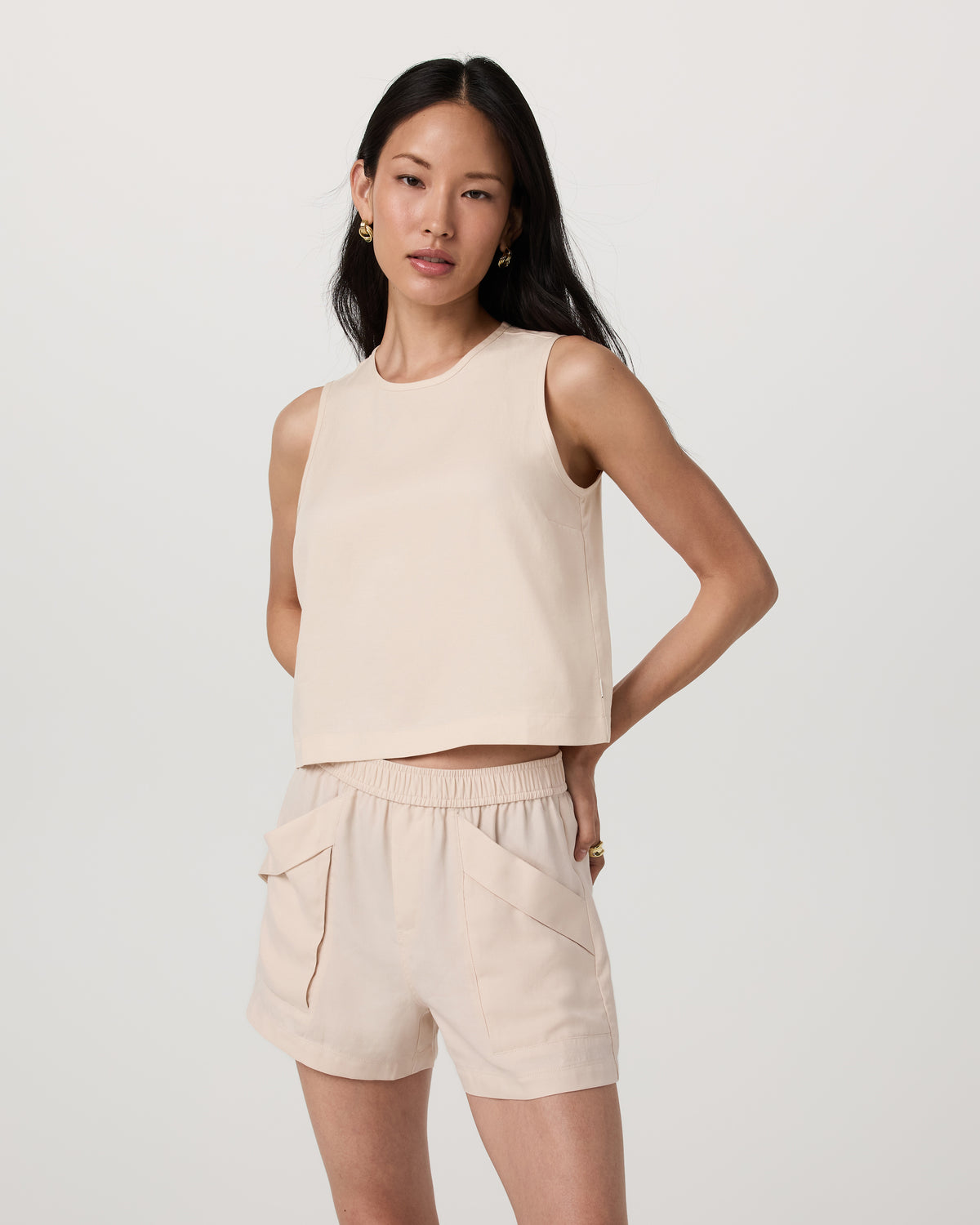 Trestles Twill Crop Tank Women's Sand Dollar Tank Top - Image 6