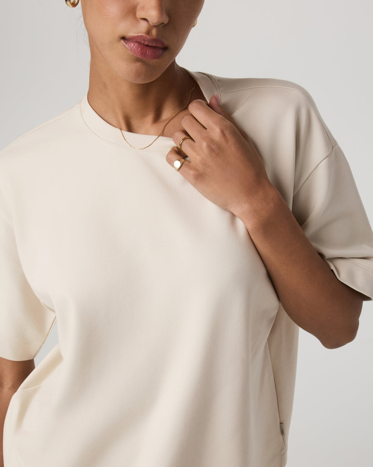 Short Sleeve Maven Oversized Tee Women's Bone Tee Shirt - Image 4
