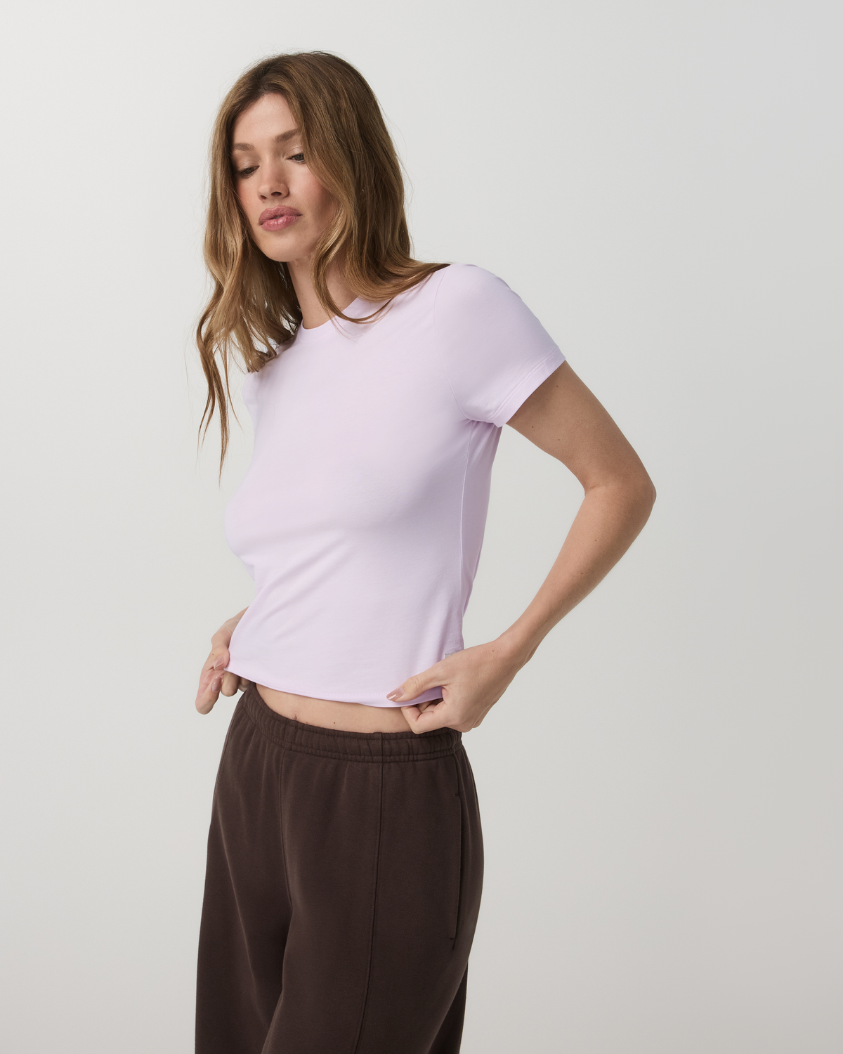 Feather Baby Tee Women's Lilac Breeze Fitted Tee Shirt - Image 2