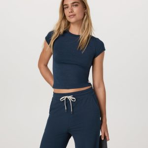Women's Short Sleeve Halo Baby Tee Blue Coast Heather