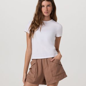 Short Sleeve Feather Classic Tee Women's White T-Shirt