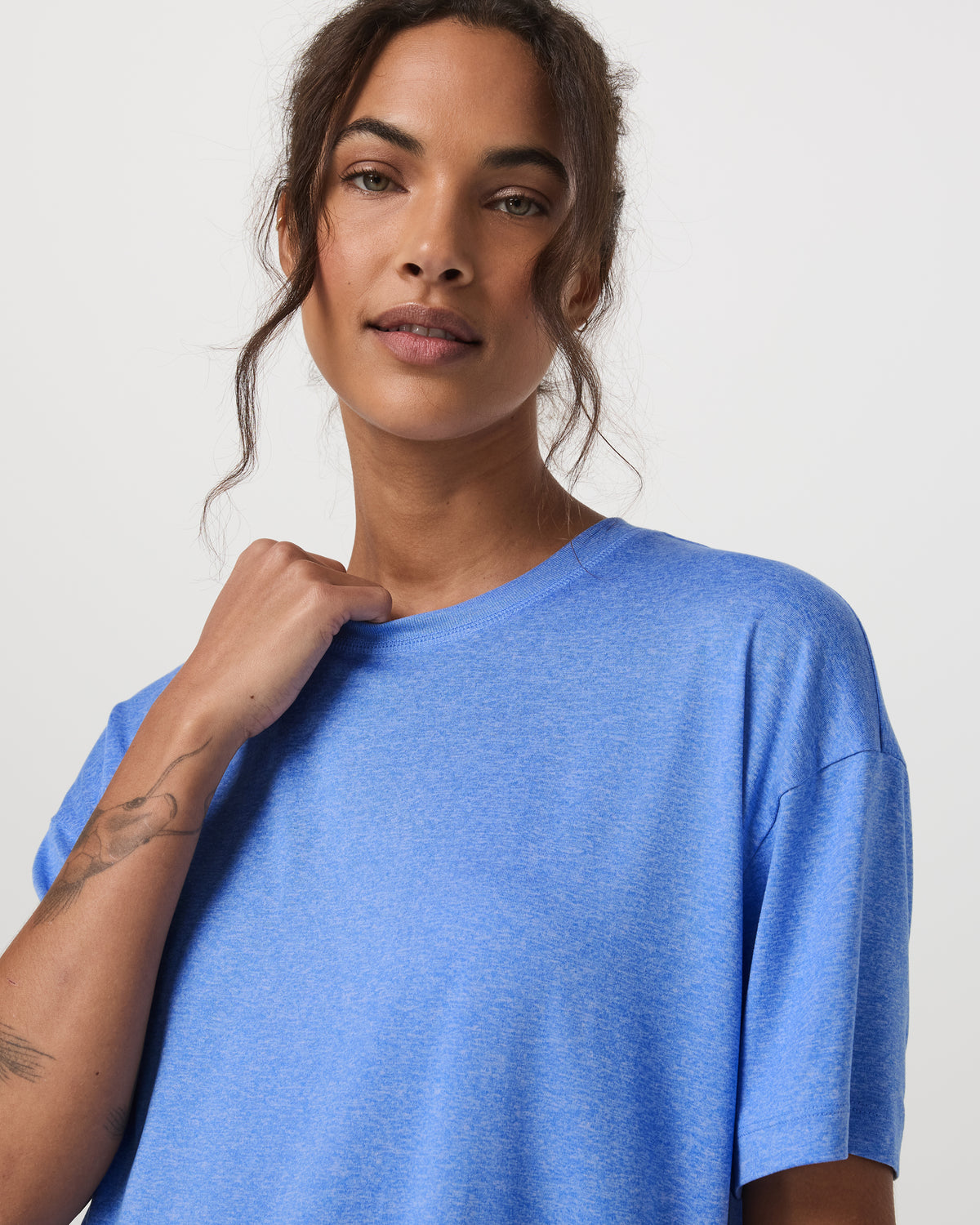 Energy Tee Long Women's Riviera Blue Heather Tee Shirt - Image 4