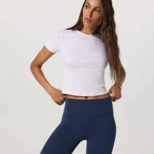 Pose Fitted Tee White Rib Knit Tee Clothing