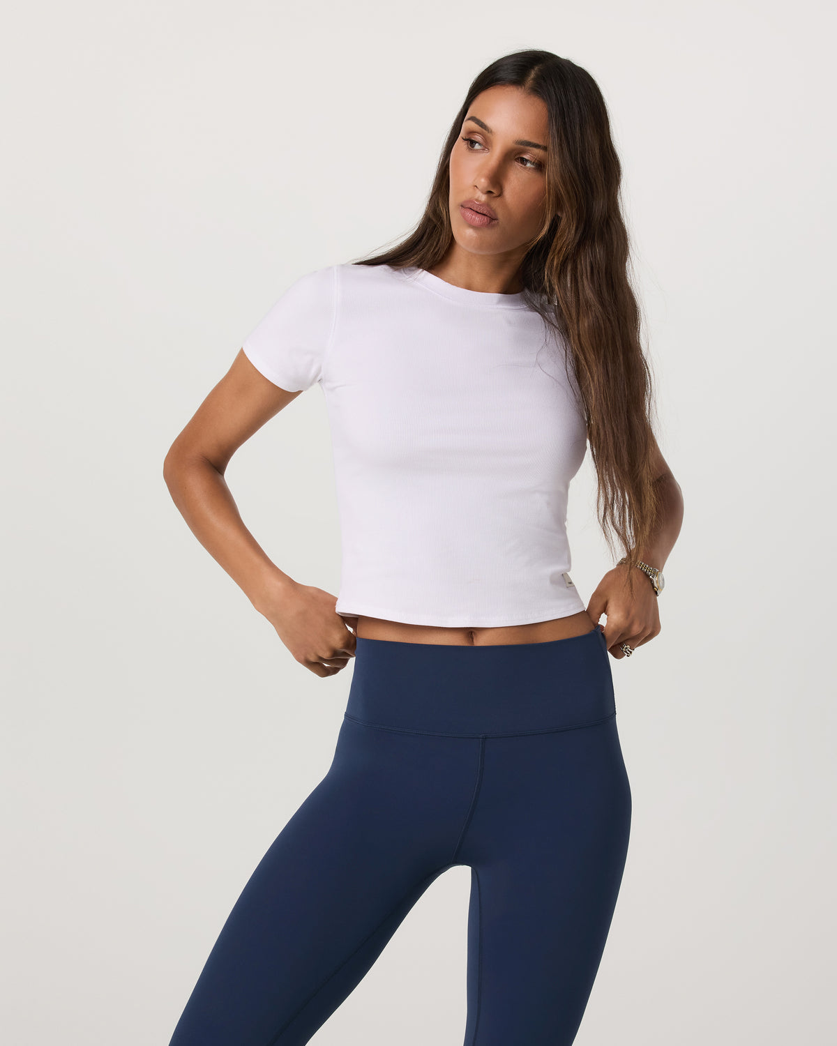 Pose Fitted Tee White Rib Knit Tee Clothing