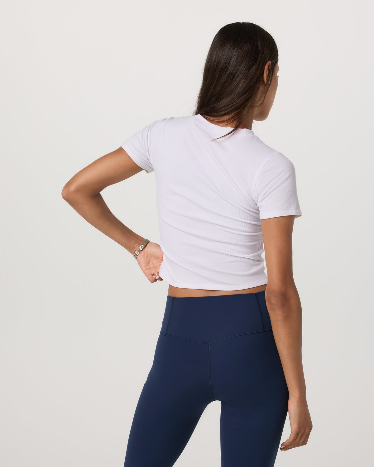 Pose Fitted Tee White Rib Knit Tee Clothing - Image 3