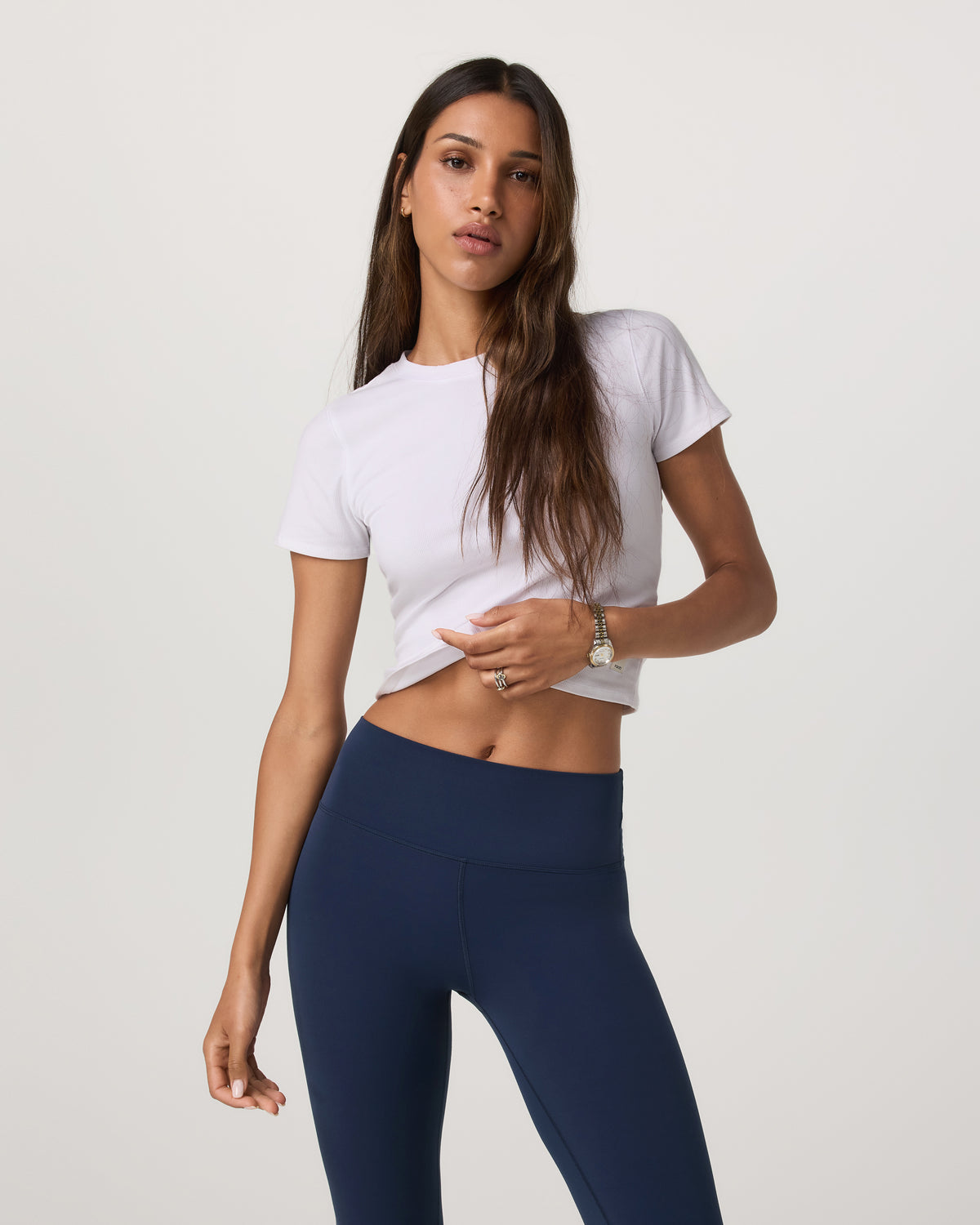 Pose Fitted Tee White Rib Knit Tee Clothing - Image 5