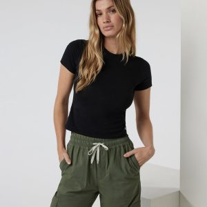 Feather Baby Tee Women's Black Fitted Tee