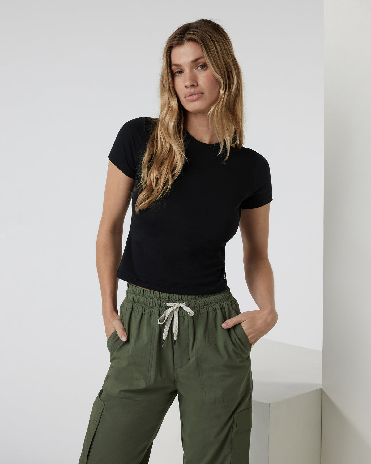 Feather Baby Tee Women's Black Fitted Tee