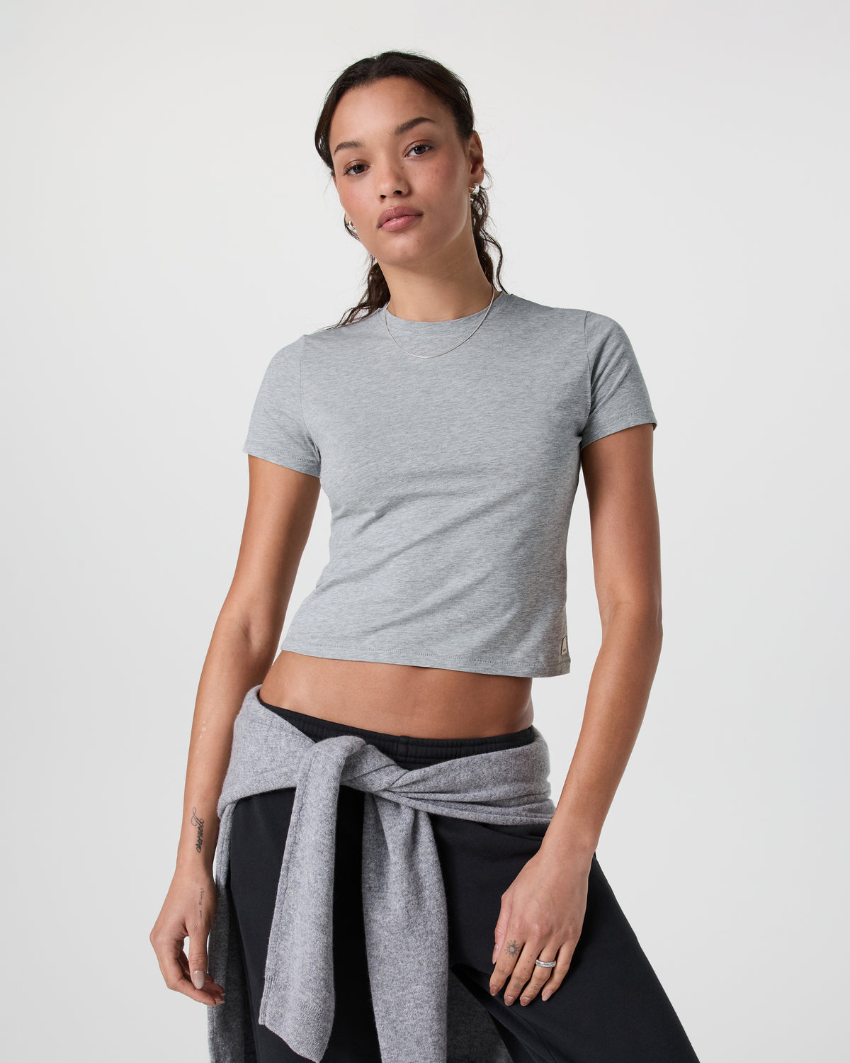 Feather Baby Tee Light Heather Grey - Image 2