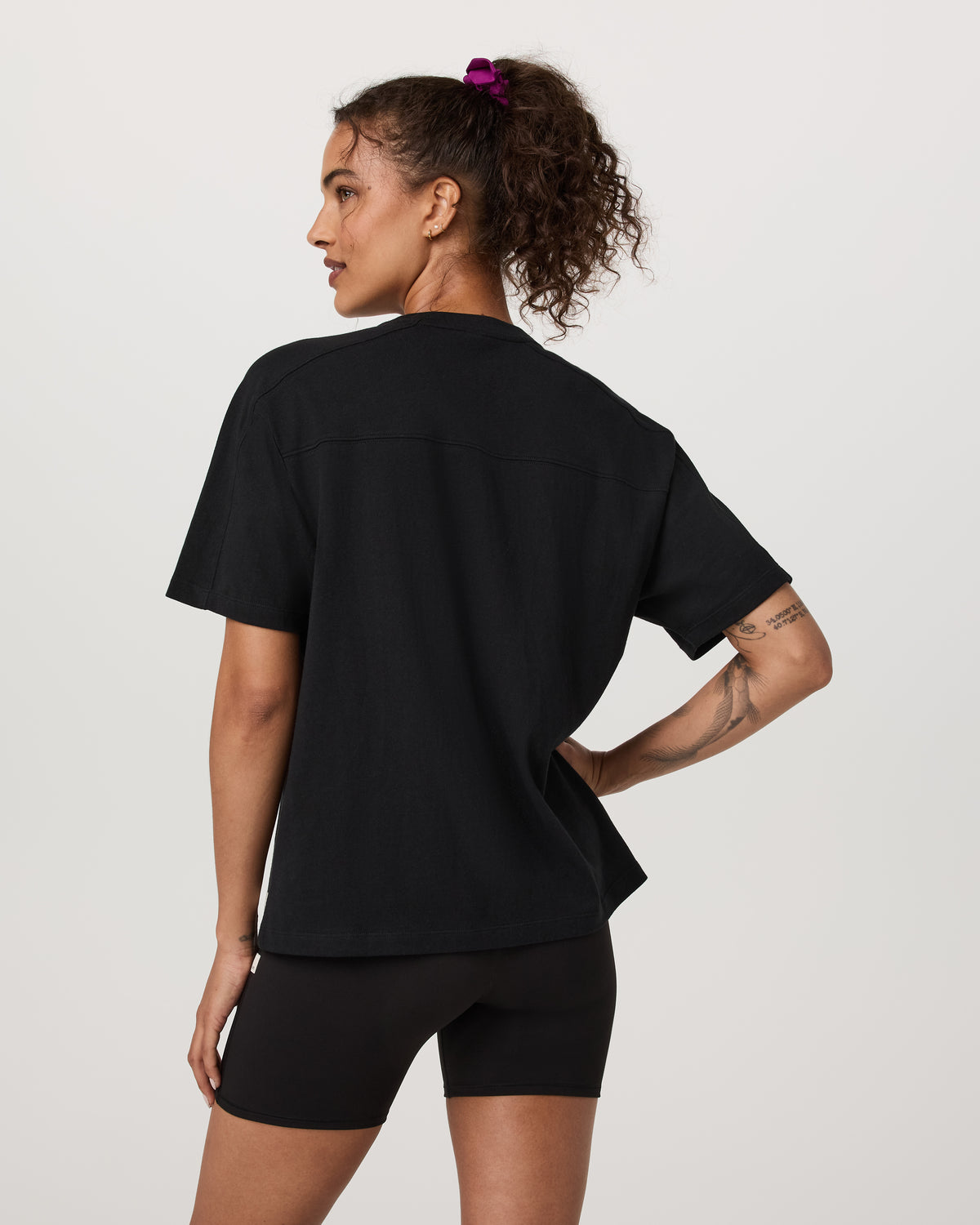 Short Sleeve Heavyweight Oversized Cotton Tee Black - Image 3