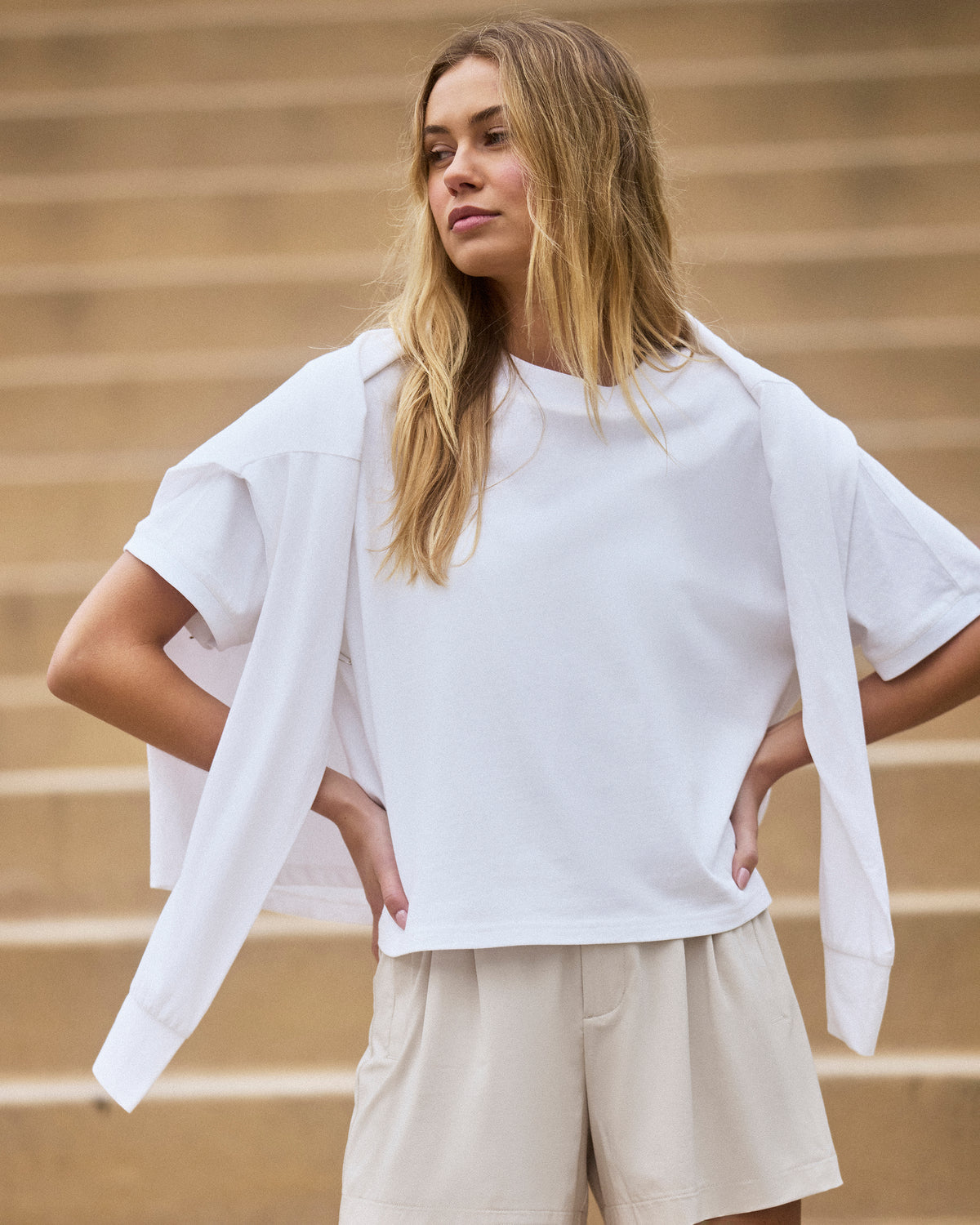 Short Sleeve Heavyweight Oversized Cotton Tee White - Image 4