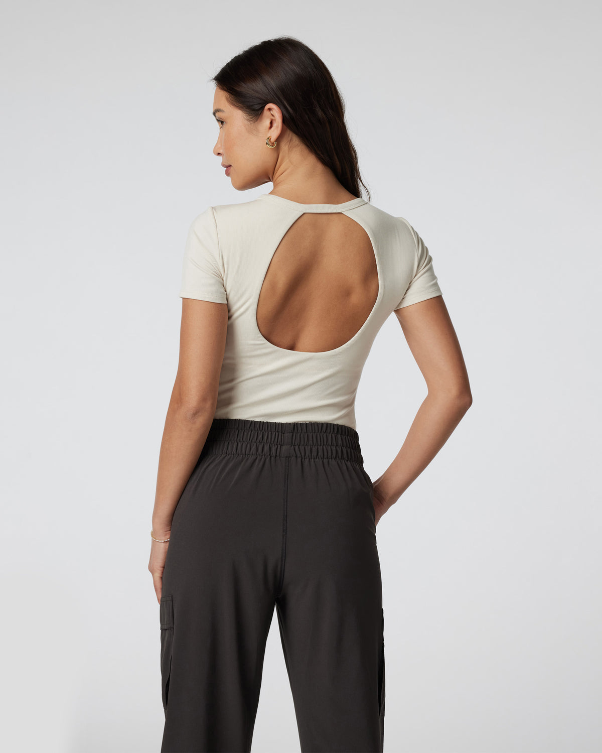 Short Sleeve Pose Bodysuit Milkweed Ribbed Bodysuit - Image 3