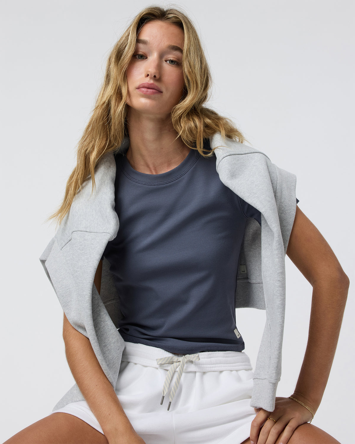 Pose Fitted Tee Women's Azure Rib Top