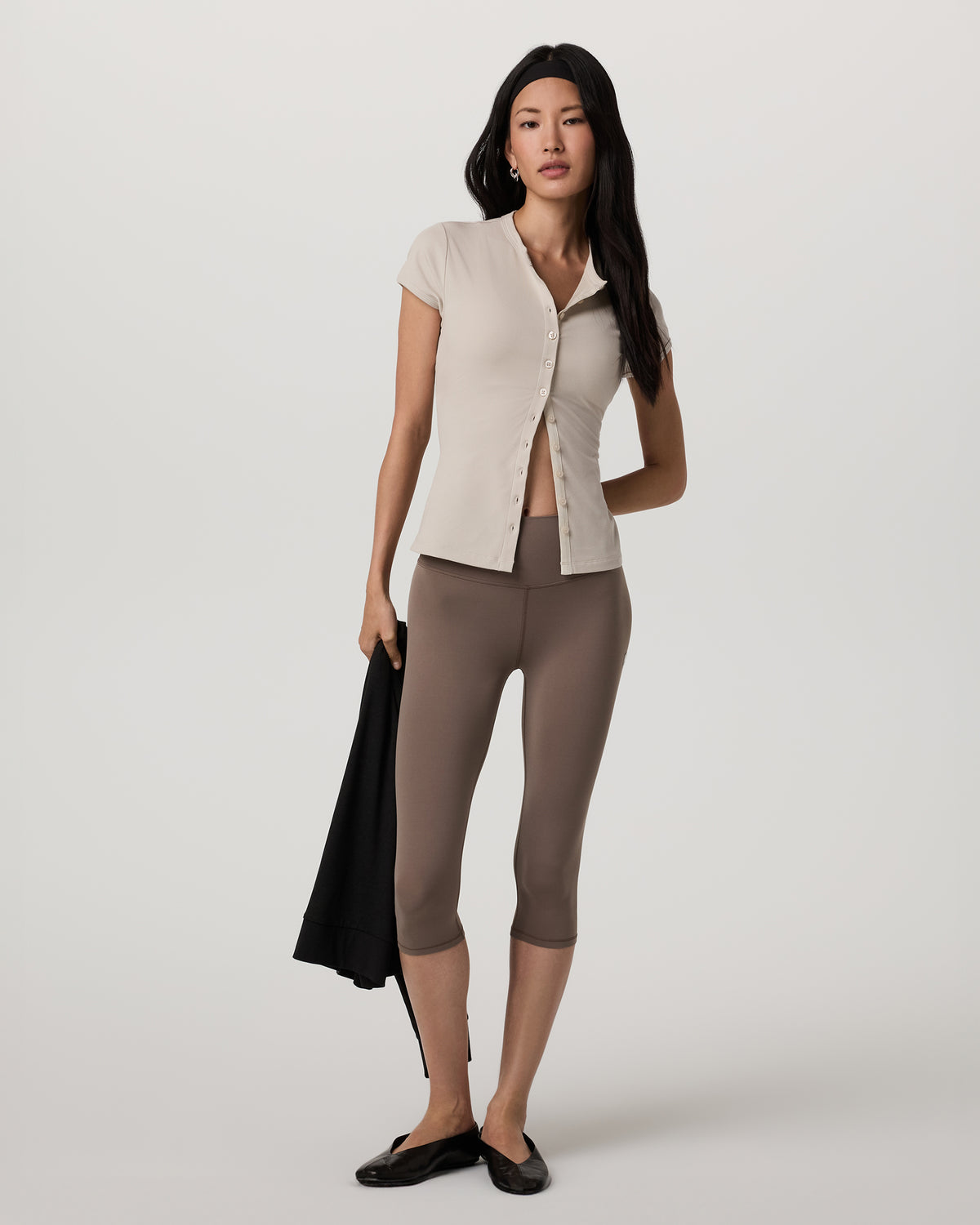 Short Sleeve Pose Button Up Women's Mushroom Crewneck - Image 4