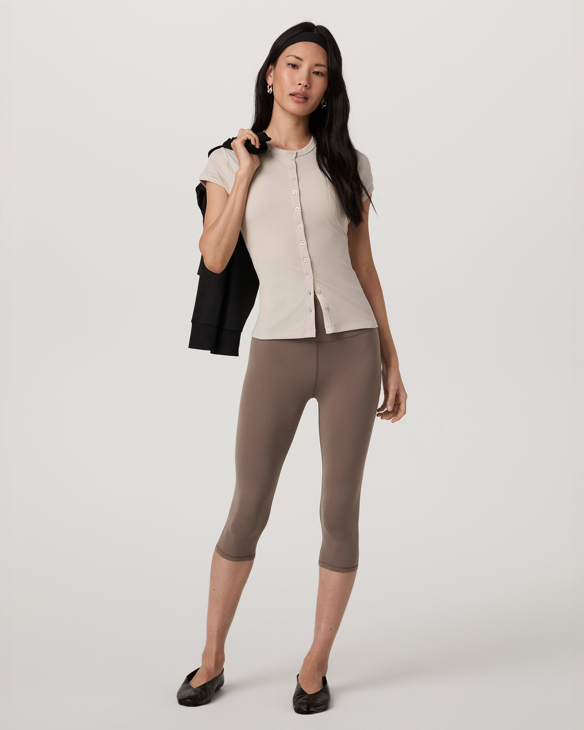 Short Sleeve Pose Button Up Women's Mushroom Crewneck - Image 6