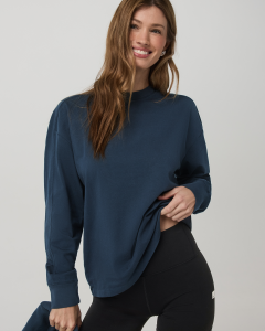 Long Sleeve Heavyweight Cotton Tee Ocean Blue Tee Shirt