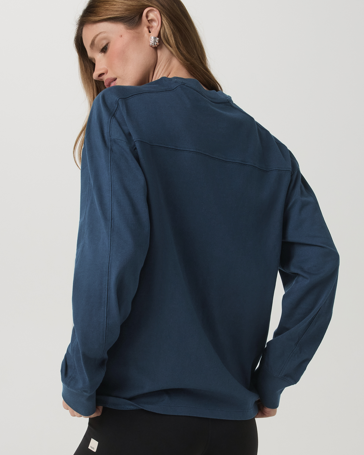 Long Sleeve Heavyweight Cotton Tee Ocean Blue Tee Shirt - Image 3