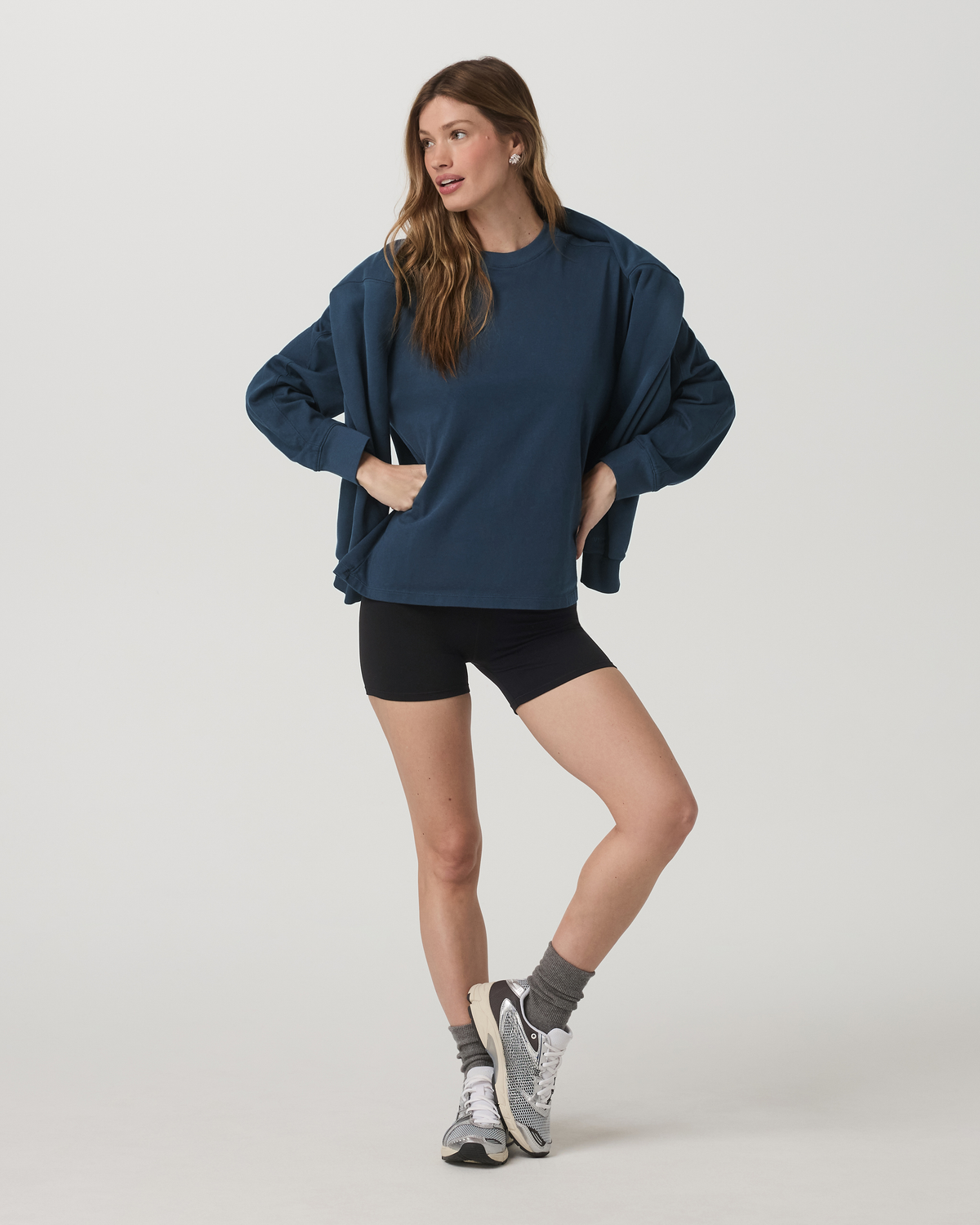 Long Sleeve Heavyweight Cotton Tee Ocean Blue Tee Shirt - Image 4