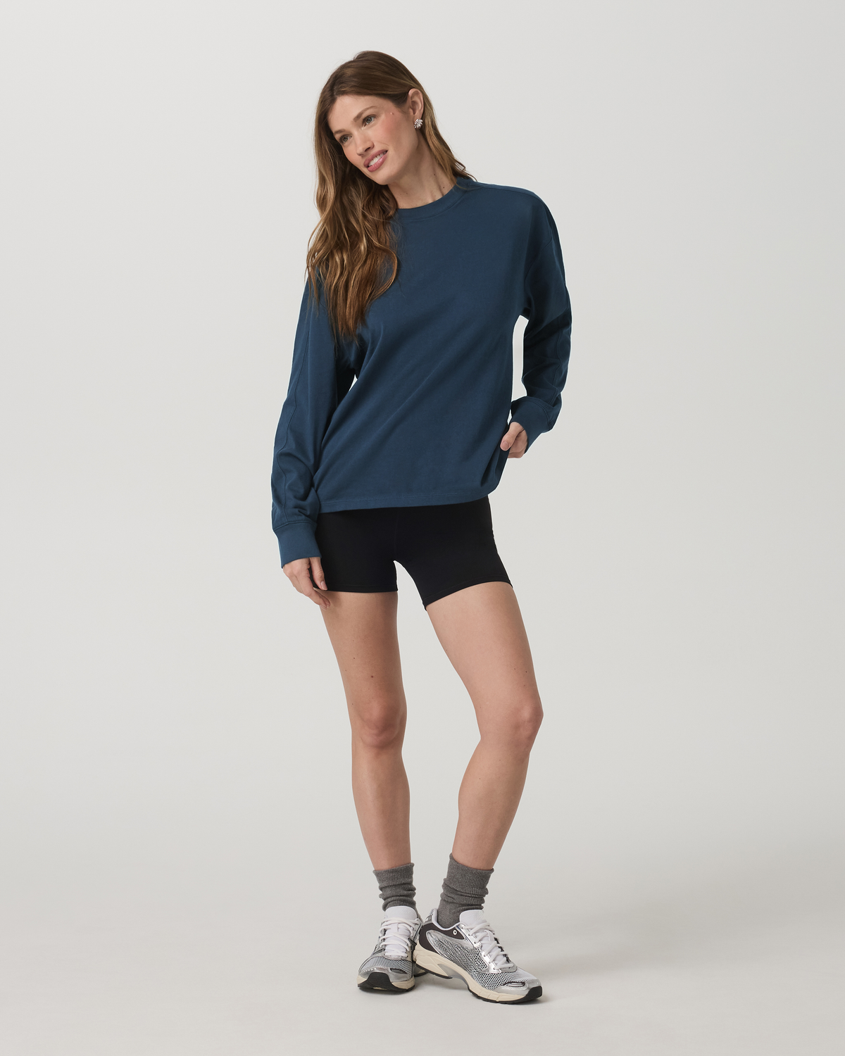 Long Sleeve Heavyweight Cotton Tee Ocean Blue Tee Shirt - Image 6