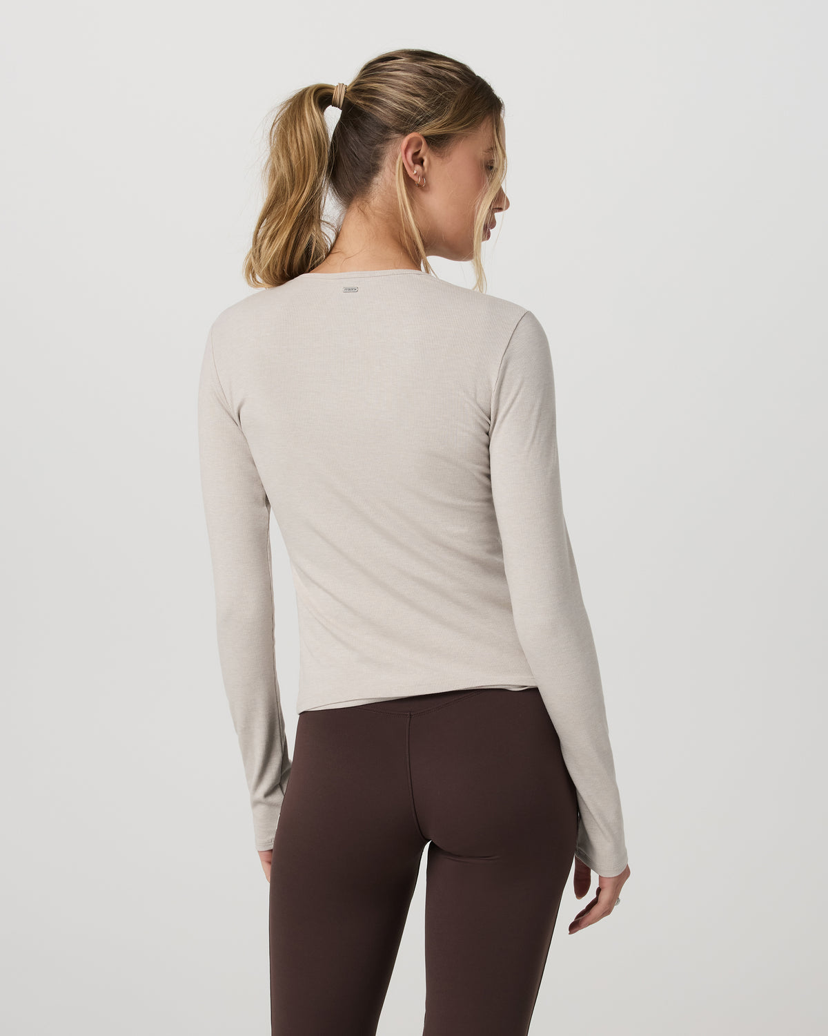 Long Sleeve Pose Twin Cardigan Women's Ecru Heather Top - Image 3