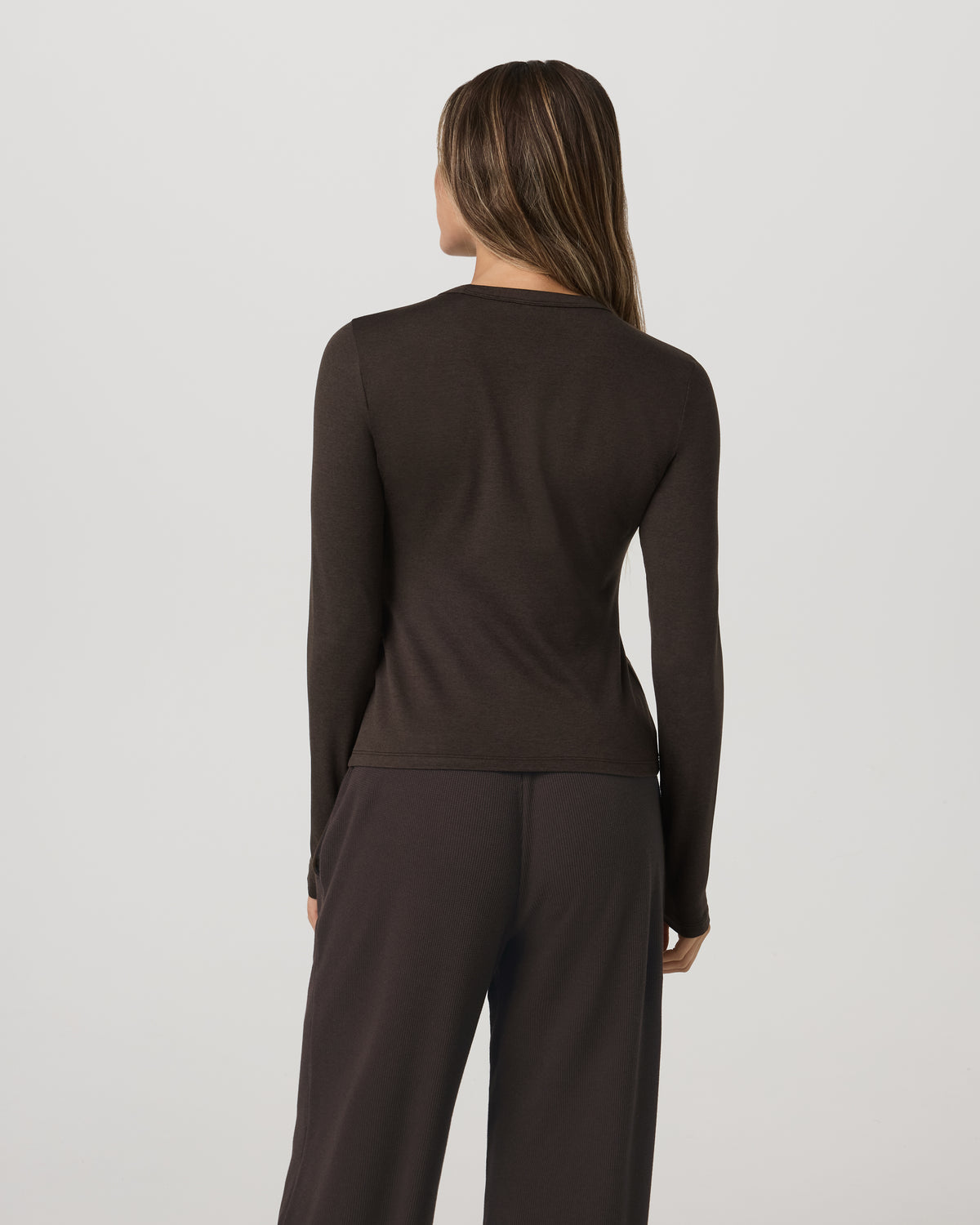 Long Sleeve Halo Essential Crew Tee Dark Java Heather - Image 3
