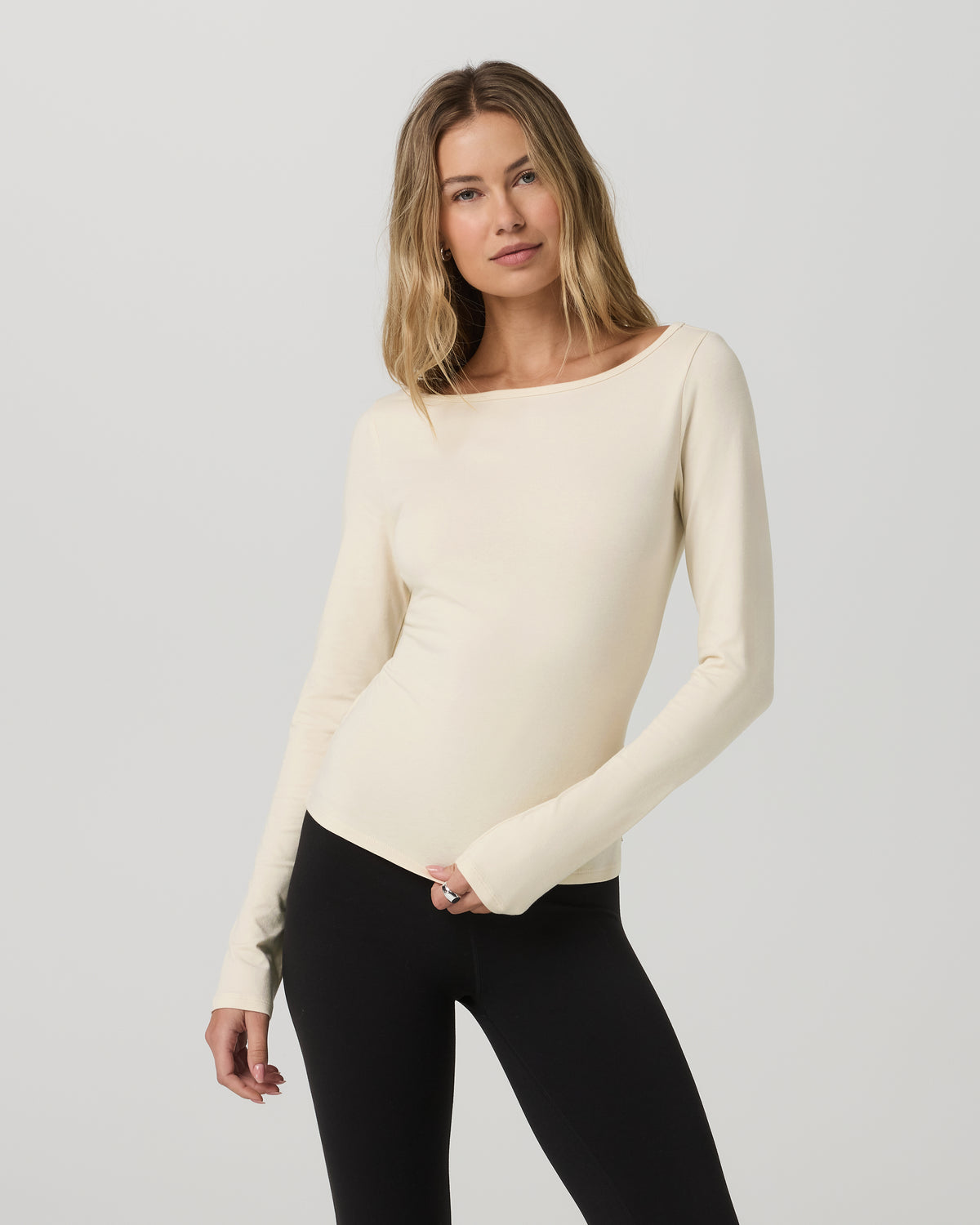 Long Sleeve Tuvalu Boat Neck Bone