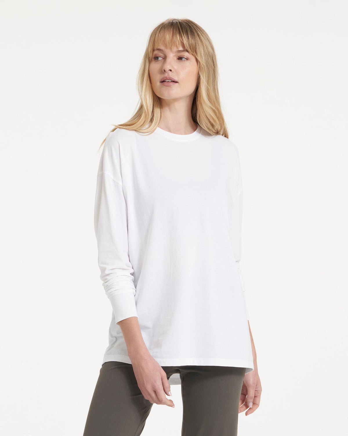 Long-Sleeve Feather Tee White