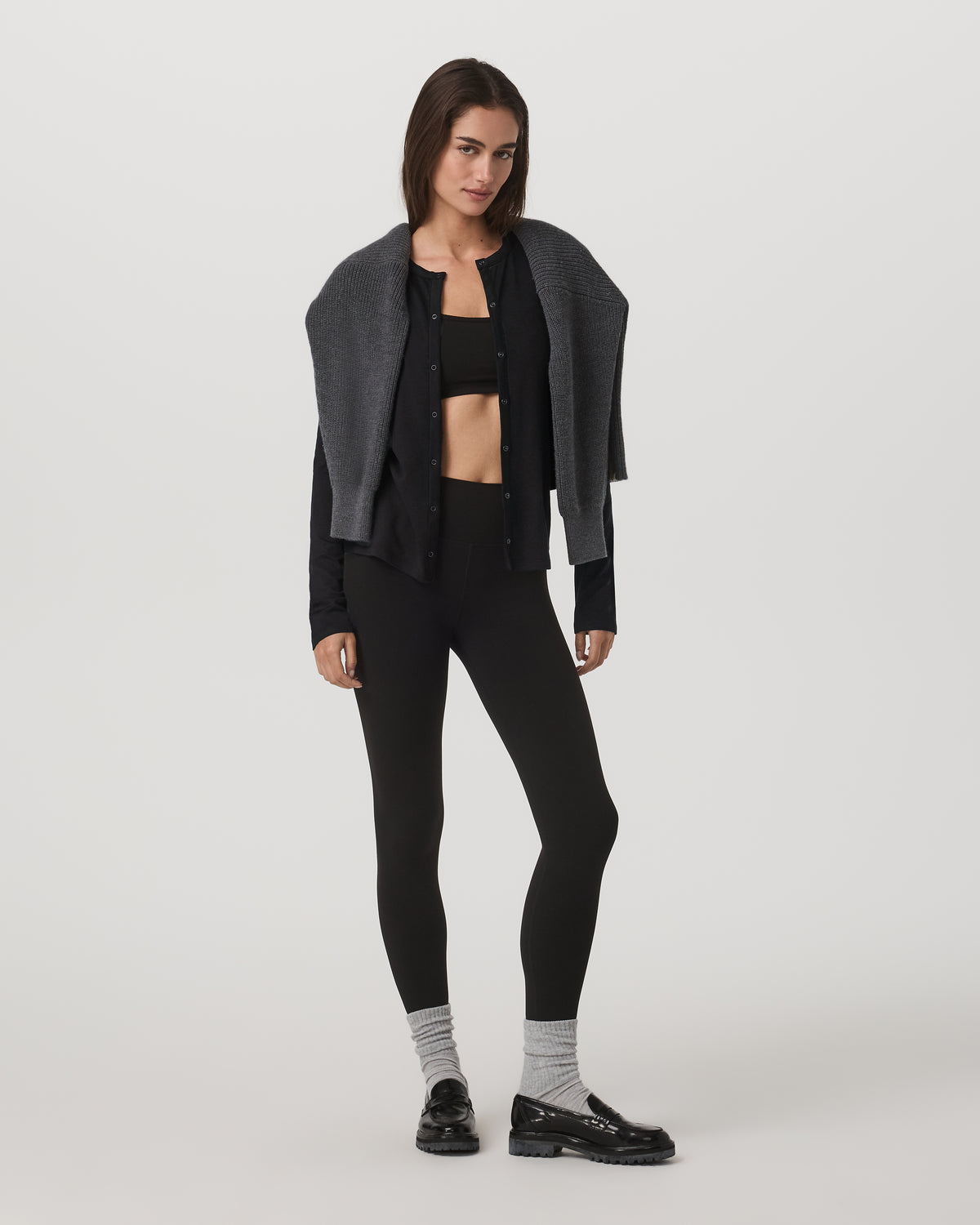 Women's Long Sleeve Halo Snap Cardigan Black Heather - Image 6