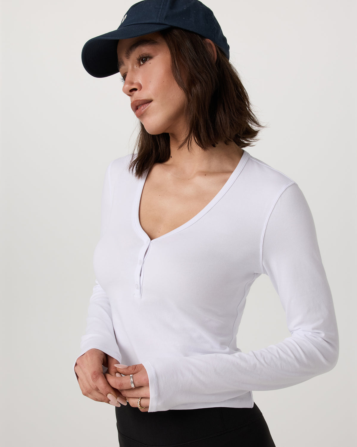 Long Sleeve Tuvalu Henley Women's White Shirt