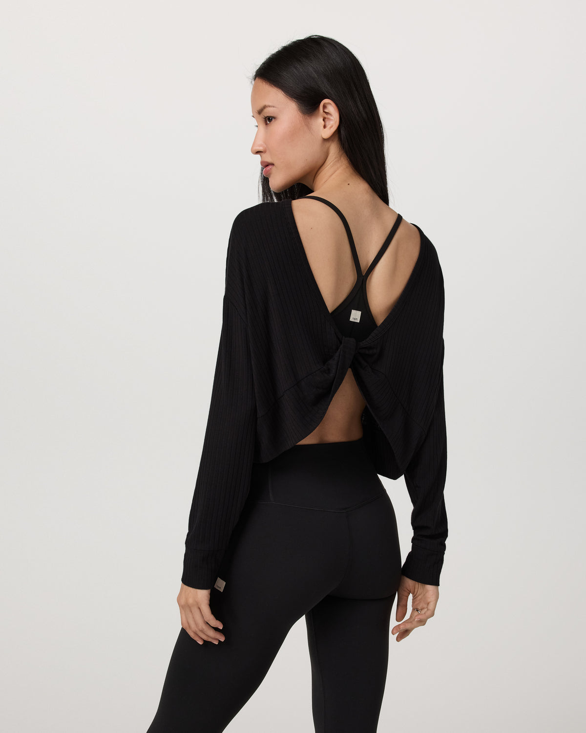 Long Sleeve Twist Top Women's Black Twist Top - Image 3