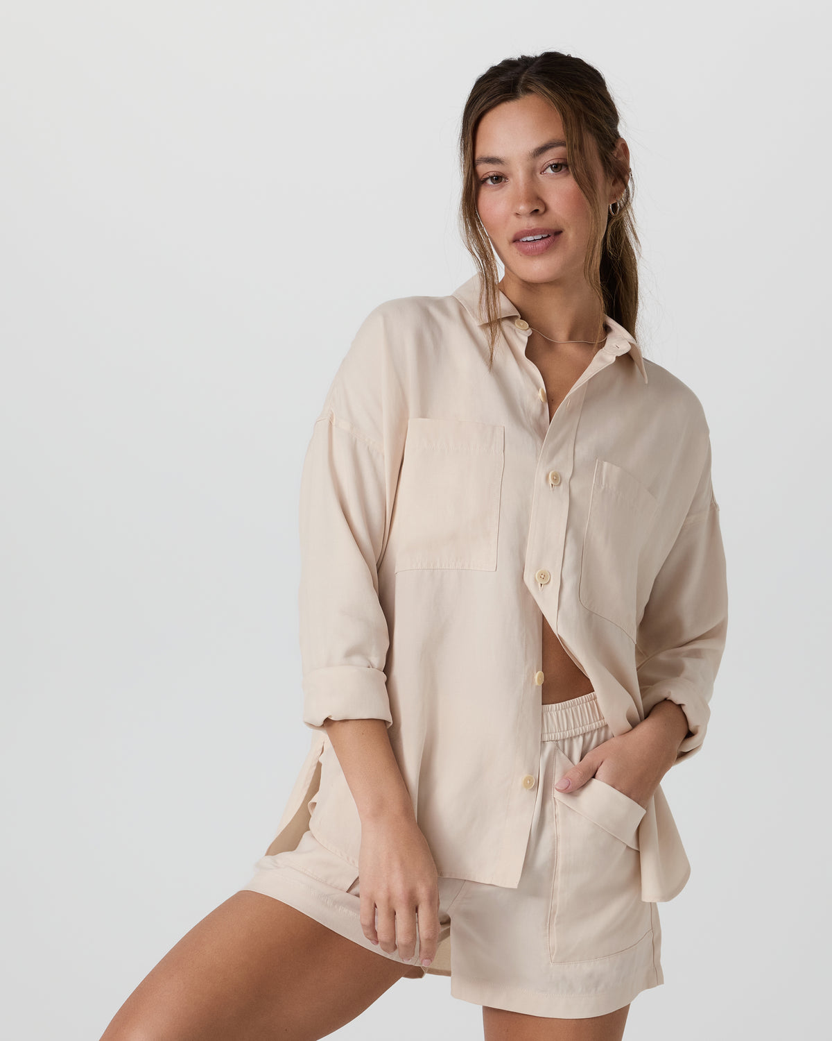 Trestles Twill Button Up Sand Dollar