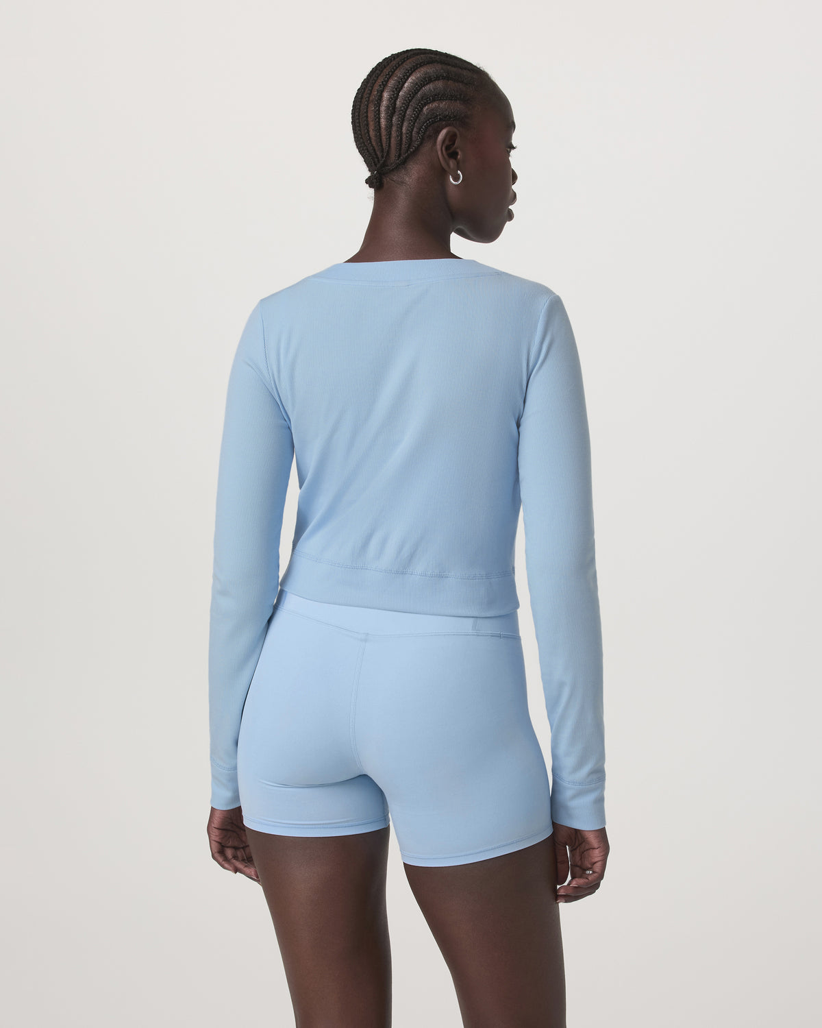 Long Sleeve Pose Mini Cardigan Women's Crystal Blue Top - Image 3