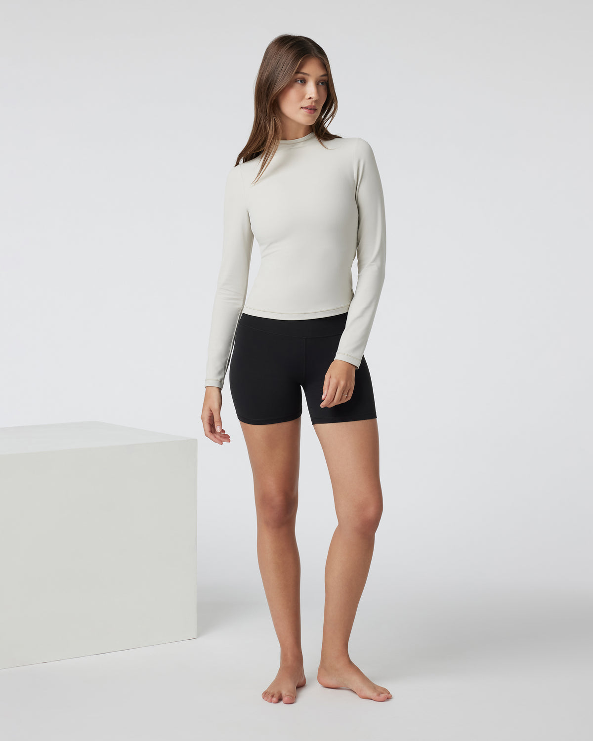 Vuori AllTheFeels Long Sleeve Mock Ecru - Image 2