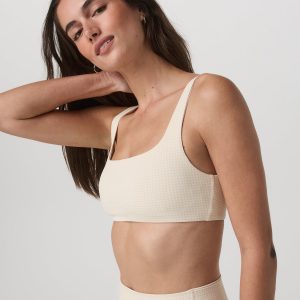 Micro Houndstooth Bra Women's Sports Bra in Natural
