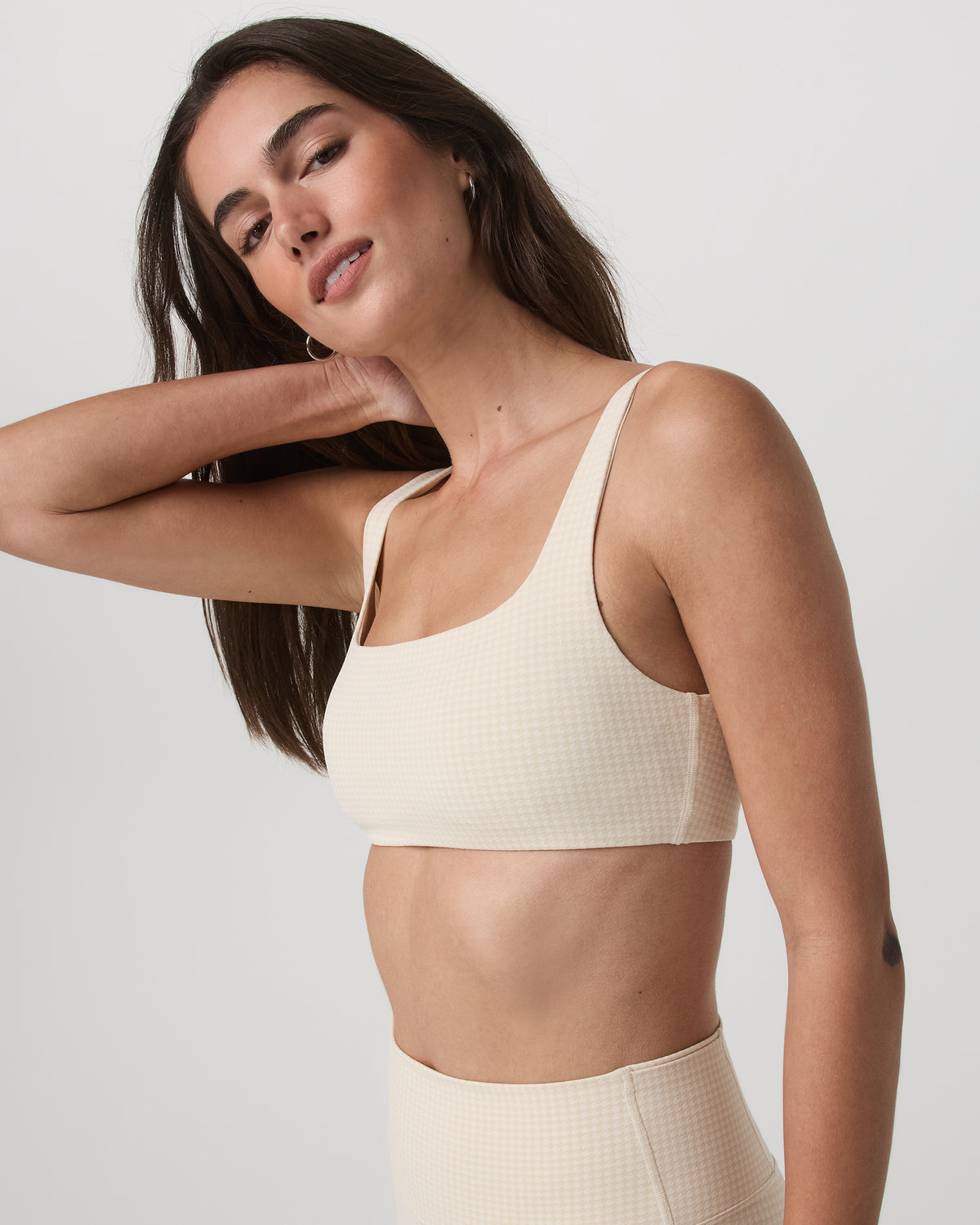 Micro Houndstooth Bra Women's Sports Bra in Natural