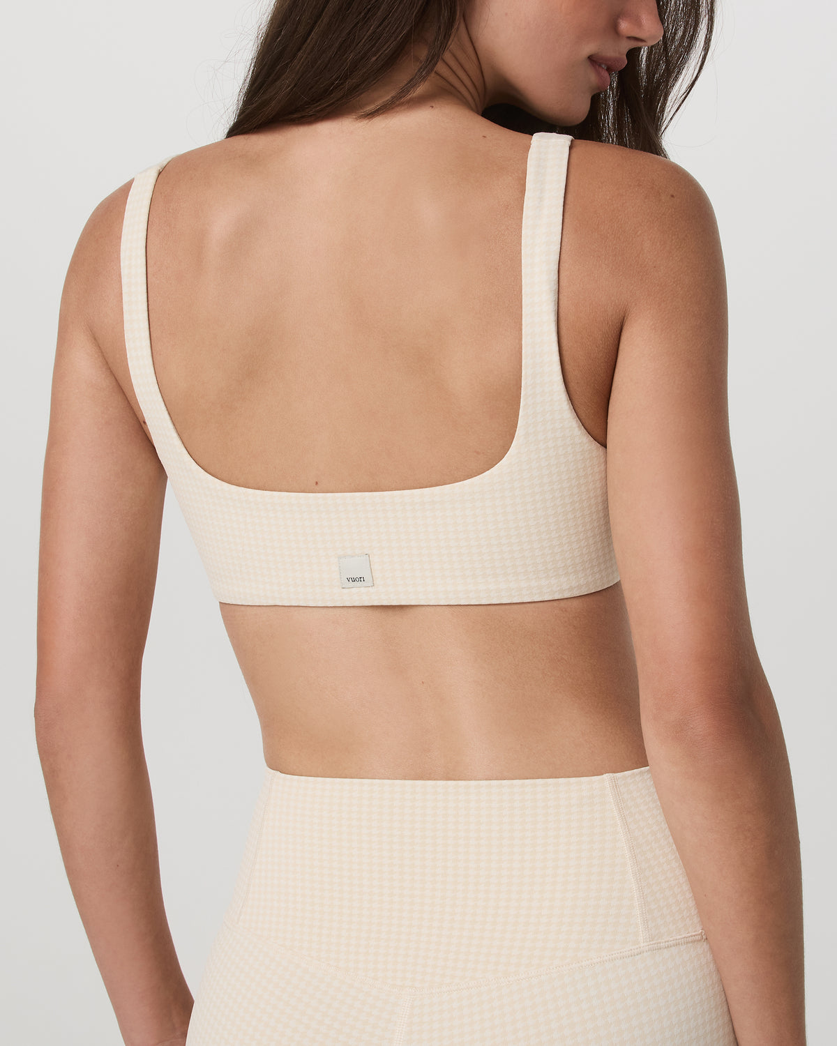 Micro Houndstooth Bra Women's Sports Bra in Natural - Image 2