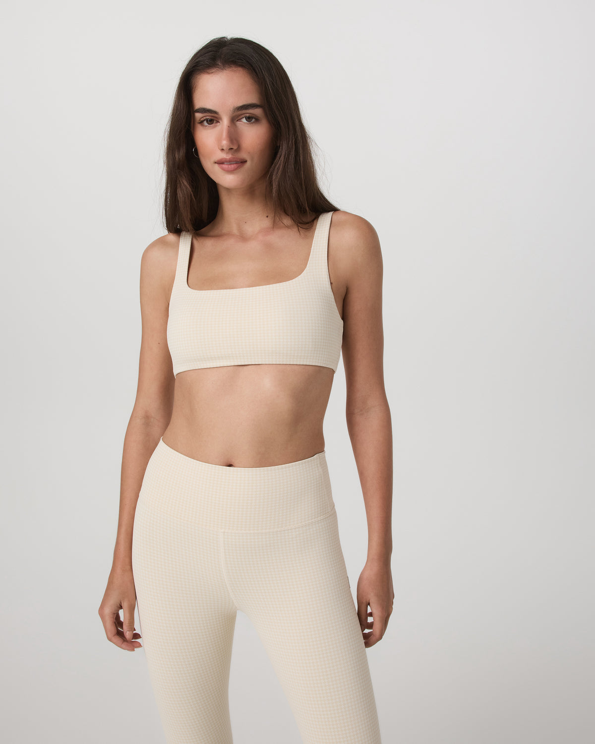 Micro Houndstooth Bra Women's Sports Bra in Natural - Image 4