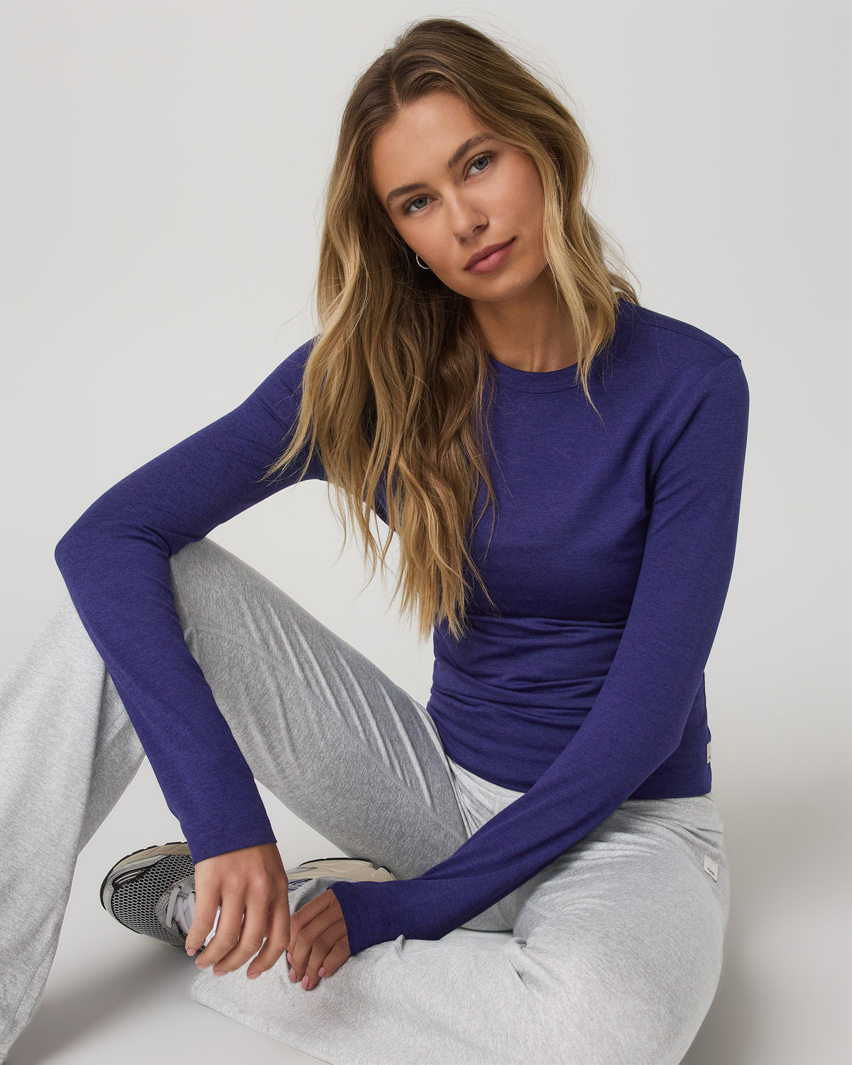 Long Sleeve Halo Essential Crew Tee Stellar Sky Heather - Image 4