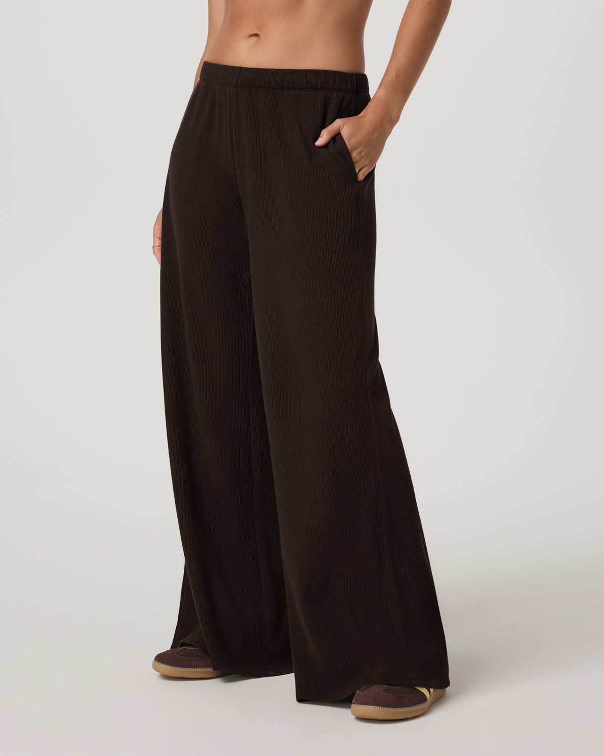 Waffle Wideleg Pant Women's Dark Java Waffle Knit Pants