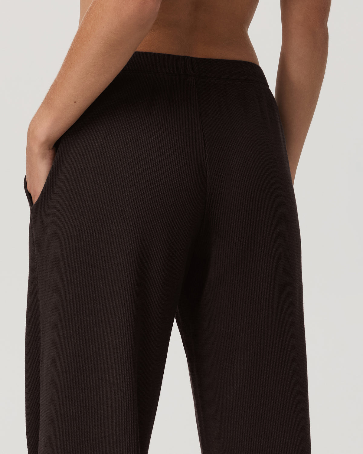 Waffle Wideleg Pant Women's Dark Java Waffle Knit Pants - Image 3