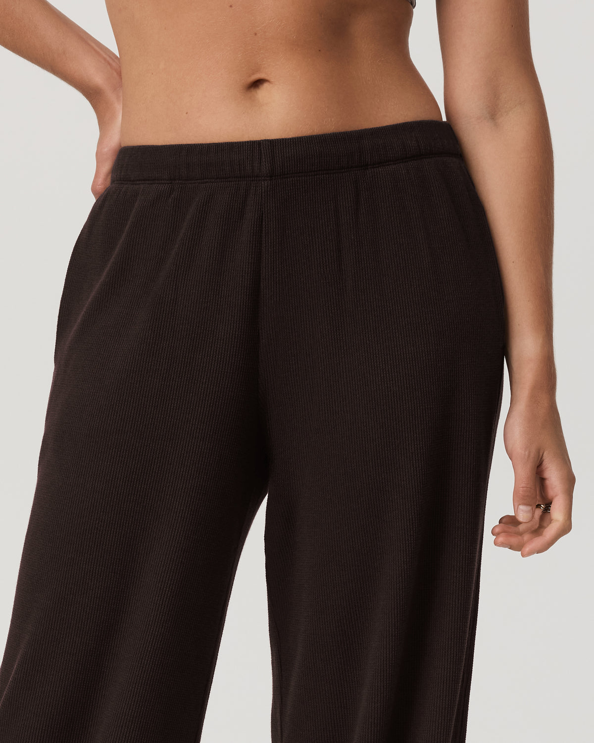 Waffle Wideleg Pant Women's Dark Java Waffle Knit Pants - Image 4