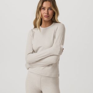 Long Sleeve Halo Essential Crew Tee Ecru Heather Shirt