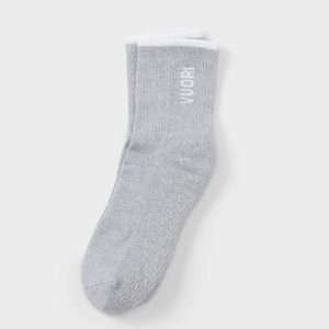 Half Crew Gripper Sock Light Heather Grey Grip