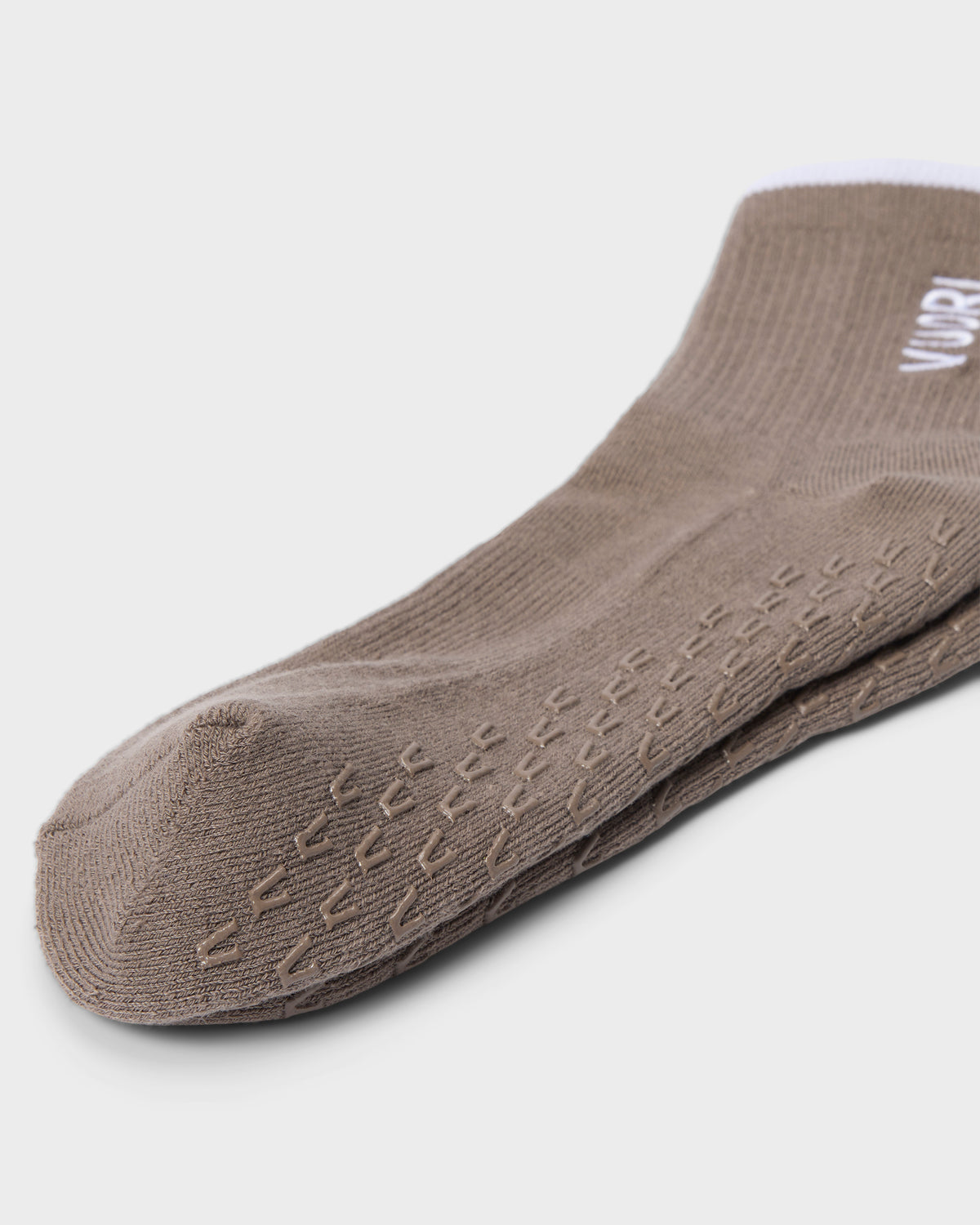 Half Crew Gripper Sock Smokey Taupe Grip Socks - Image 2