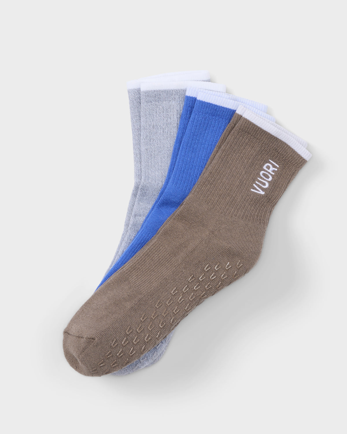Half Crew Gripper Sock Smokey Taupe Grip Socks - Image 3